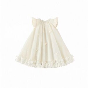Ivory Baby Flower Trim Dress size 3T NEW WITHOUT TAG